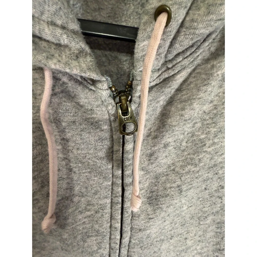 J. Crew Vintage Fleece Full Zip Hoodie Mens Medium Grey Pink 86607 SU18